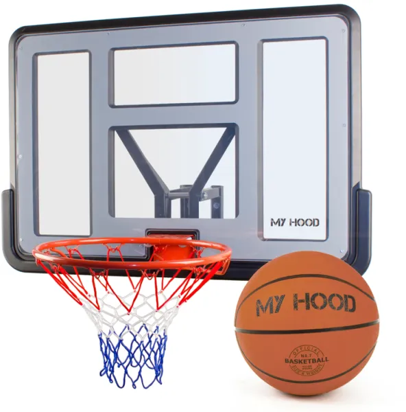 My Hood - Basketball hoop with backboard and wall mount - Includes ball